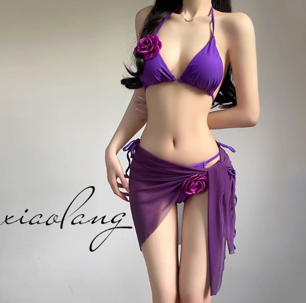 泳衣2025新款女泡温泉高叉挂脖黑连体女款比基尼小胸高级感纯欲风